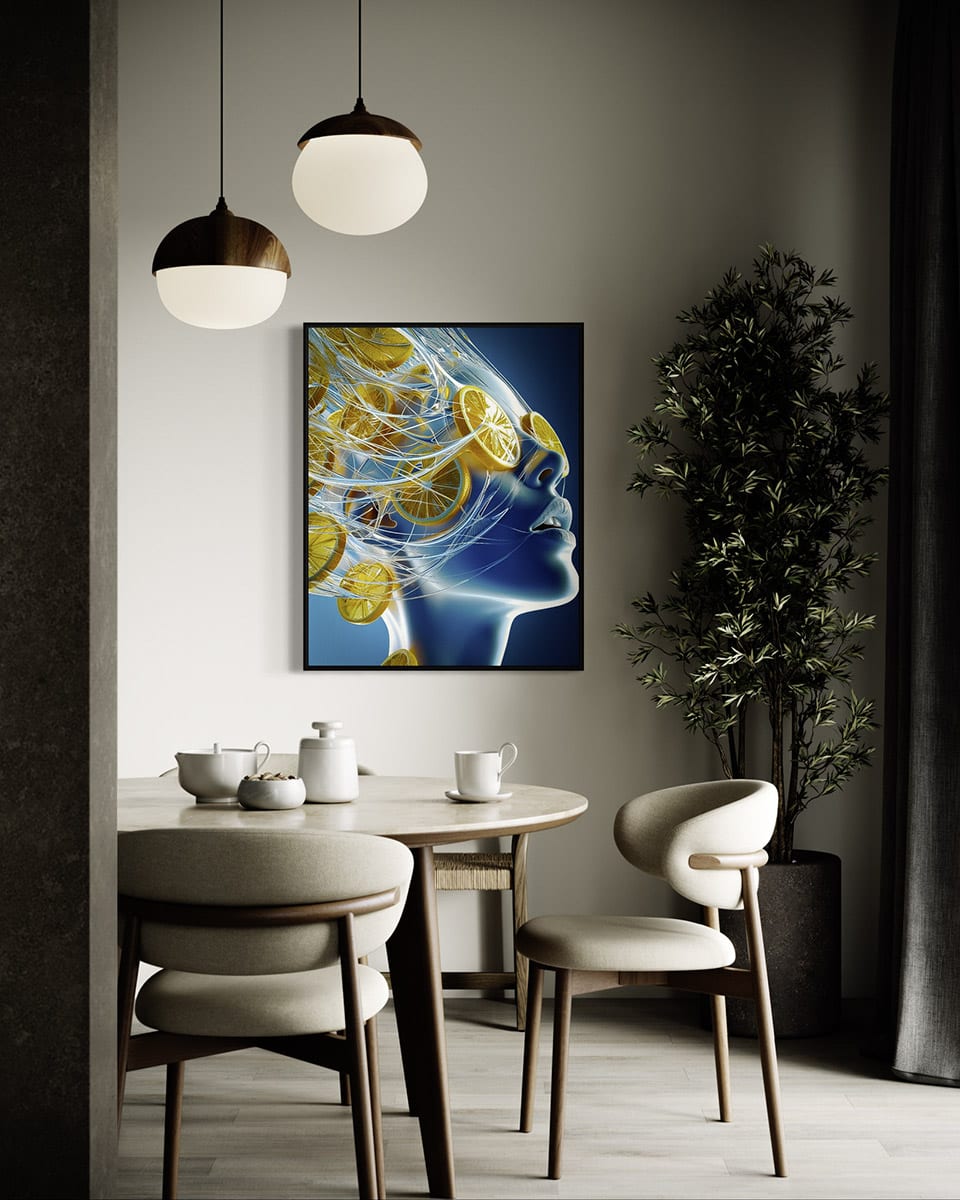 A work, a meal — Dining room, Dibond · 80 × 120 cm